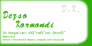 dezso kormondi business card